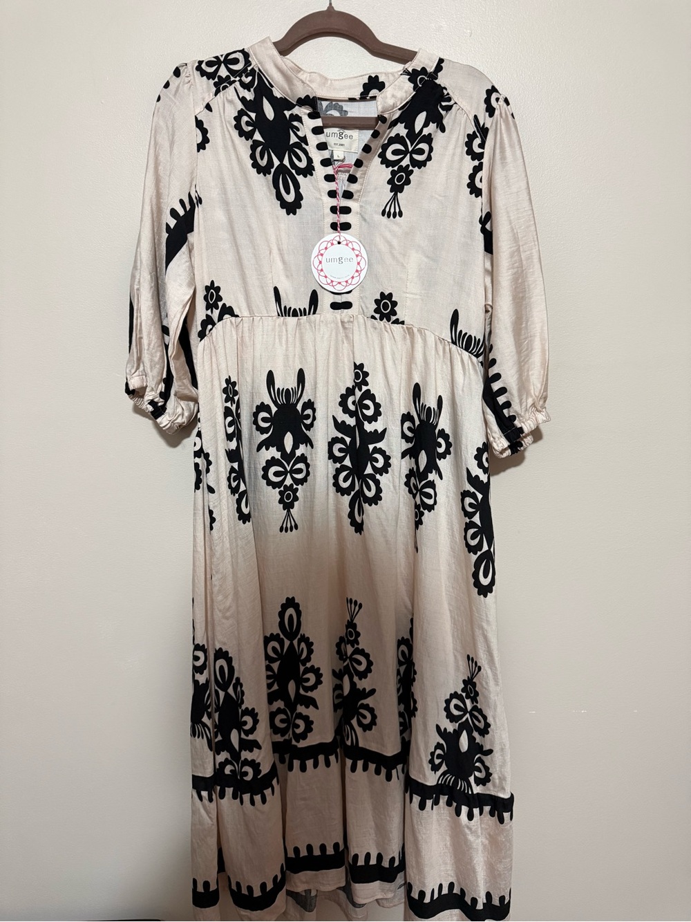 Umgee Cream and Black Polka Dot Dress
